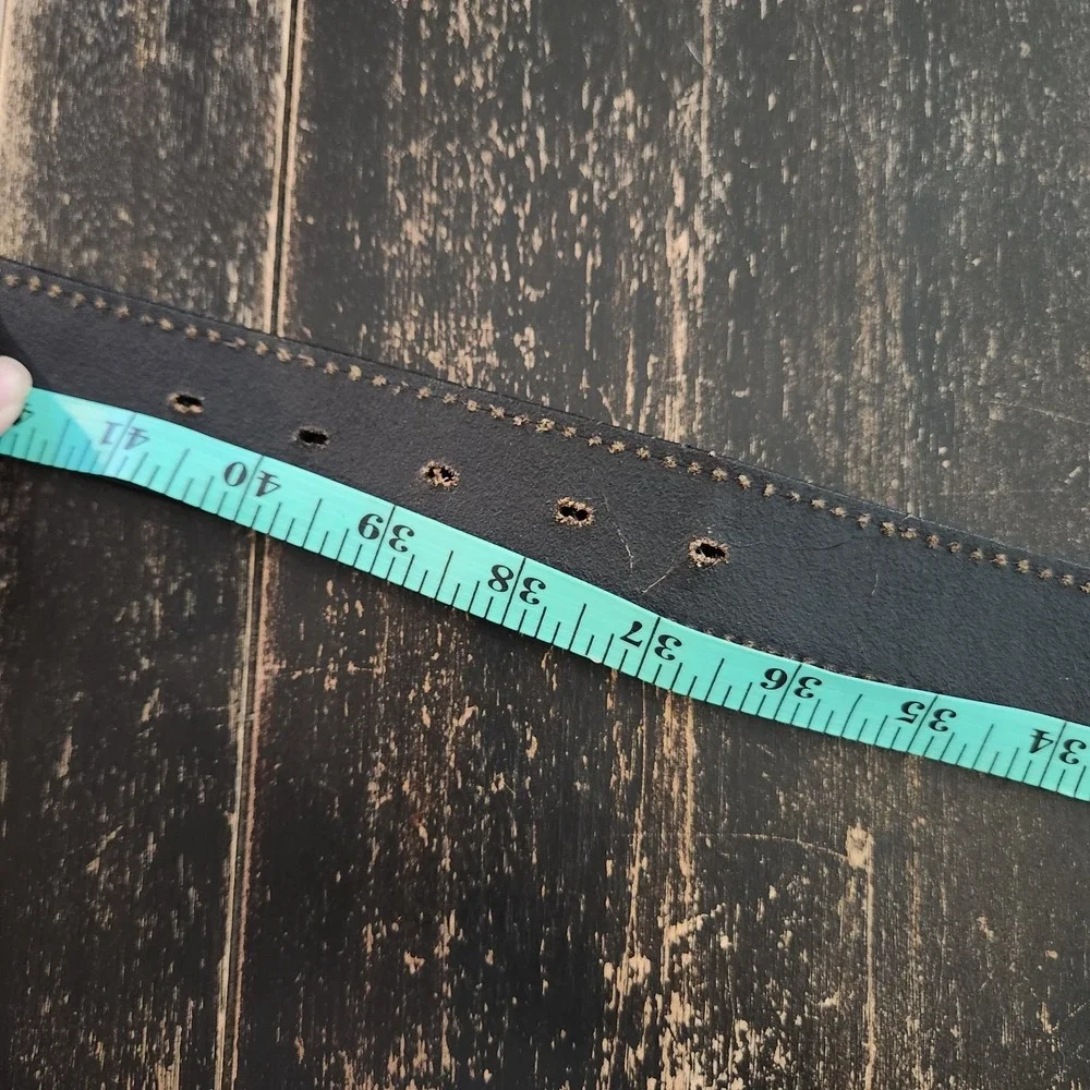 Great American Buckle Co. Pure Pewter Rock Star Belt 2001 Buckle Leather 38 - 40